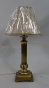 Vintage Brass Column Table Lamp with Shade