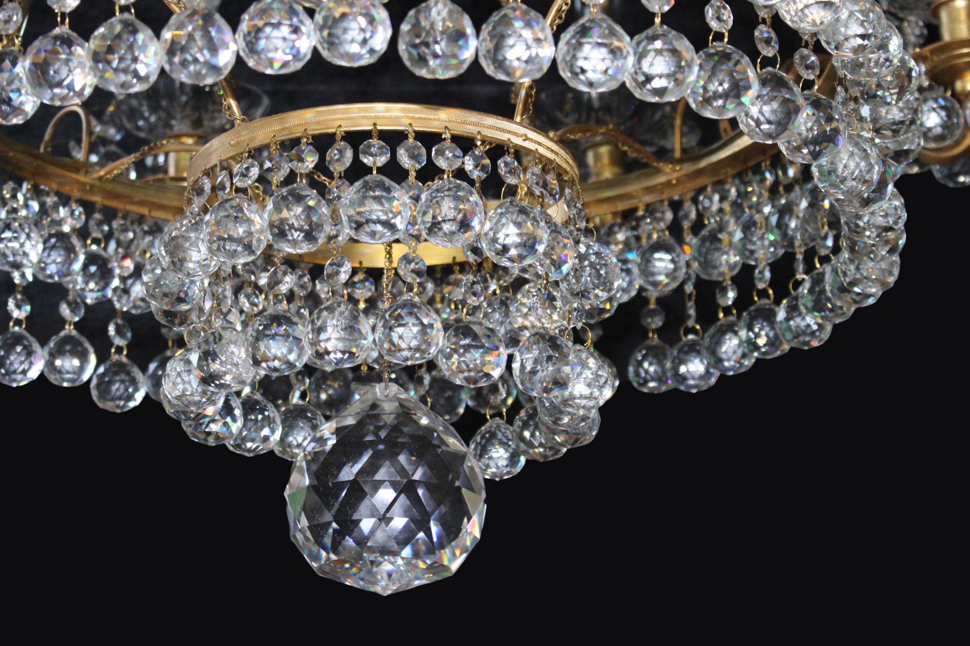 Designer Profusely Dressed Crystal Gilt Metal Chandelier - Image 6 of 7