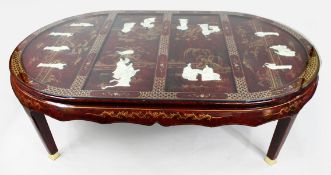Large Vintage Chinese Red Lacquer Coffee Table
