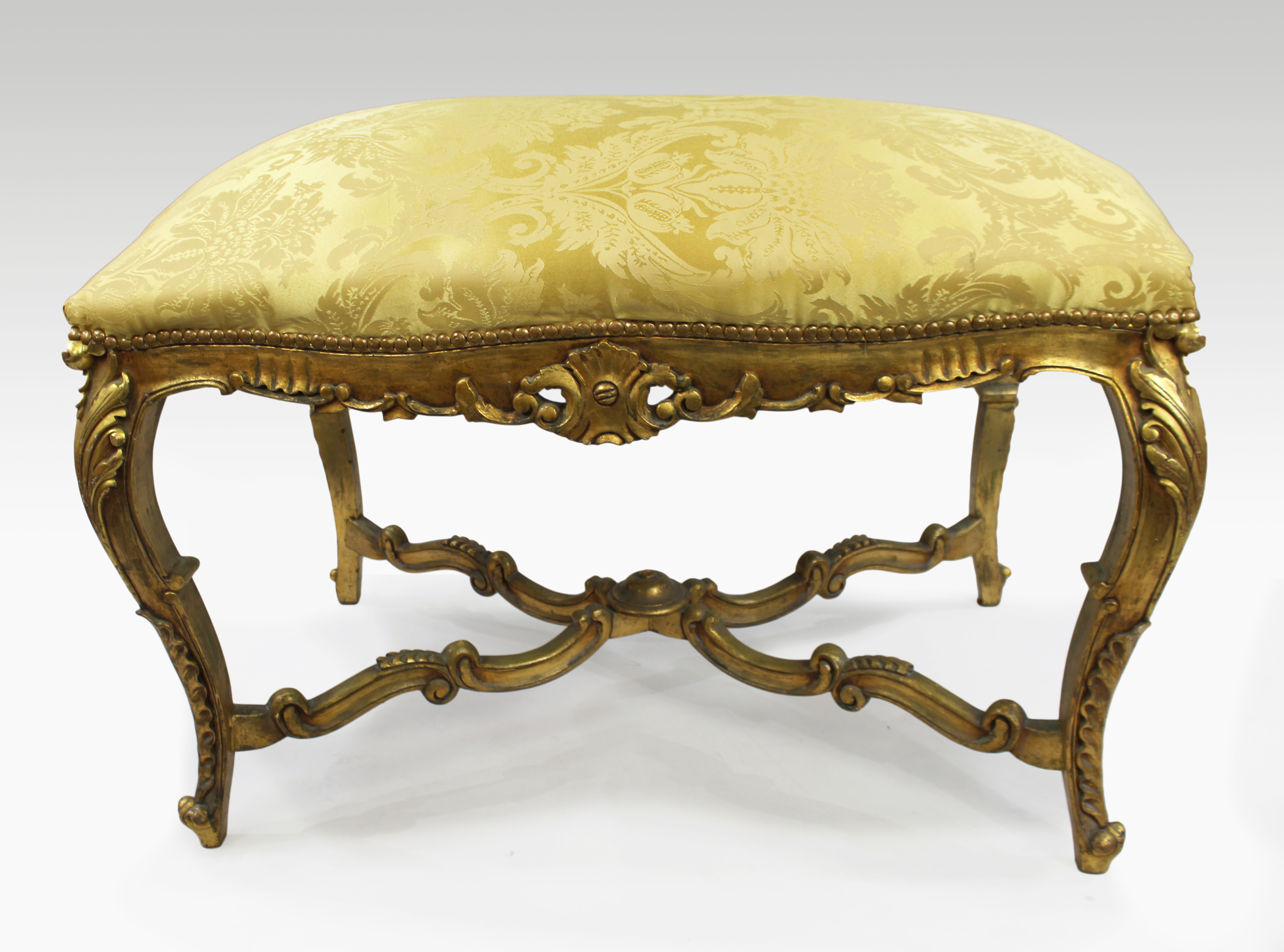 Louis XV Style Giltwood Upholstered Window Seat