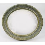 Vintage Washed Blue Gilt Framed Oval Mirror