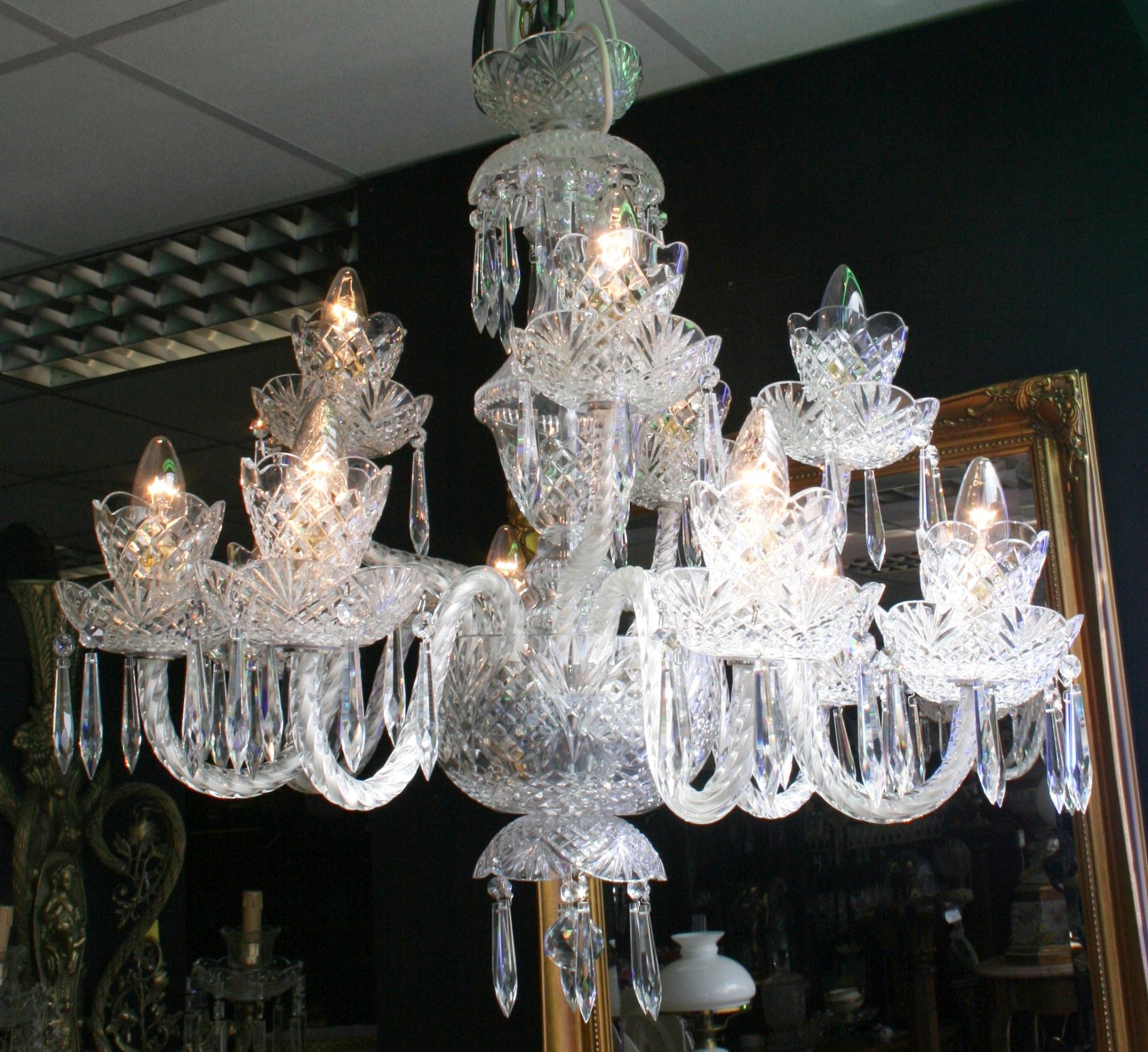 Cut Glass 12 Arm Waterford Crystal Chandelier