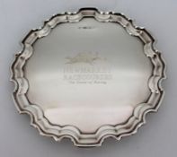 Carrs Sterling Silver Newmarket Racecourses Salver Card Tray