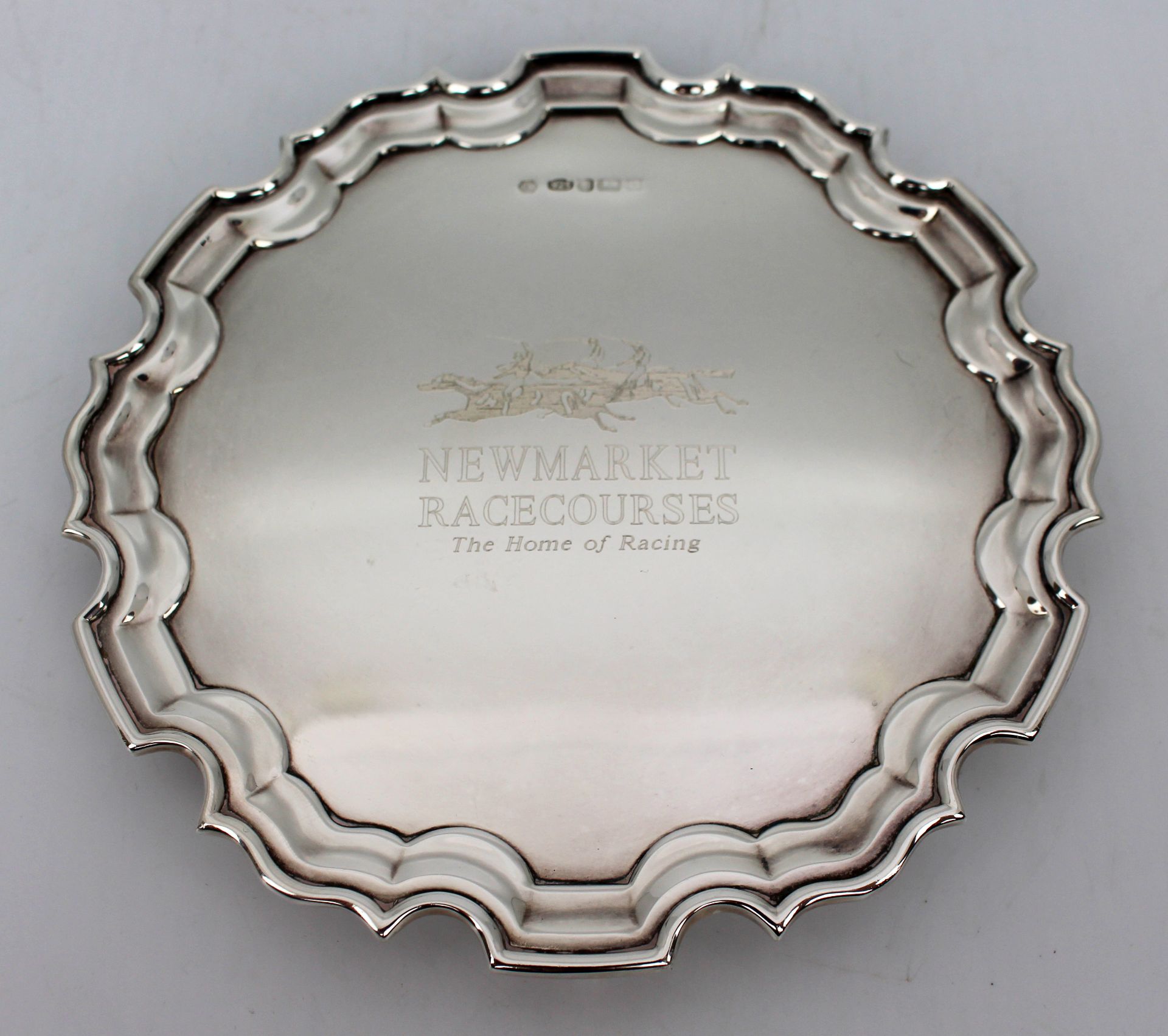 Carrs Sterling Silver Newmarket Racecourses Salver Card Tray
