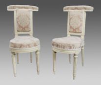 Pair of Early Antique French Painted Voyeuse Chairs