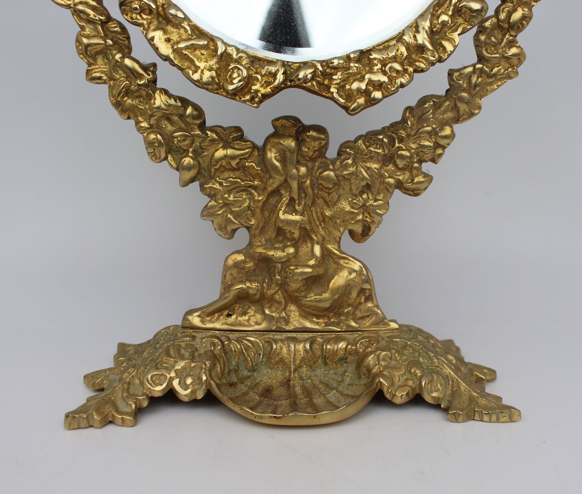 Ornate Vintage Brass Cherub Dressing Table Mirror - Image 2 of 4