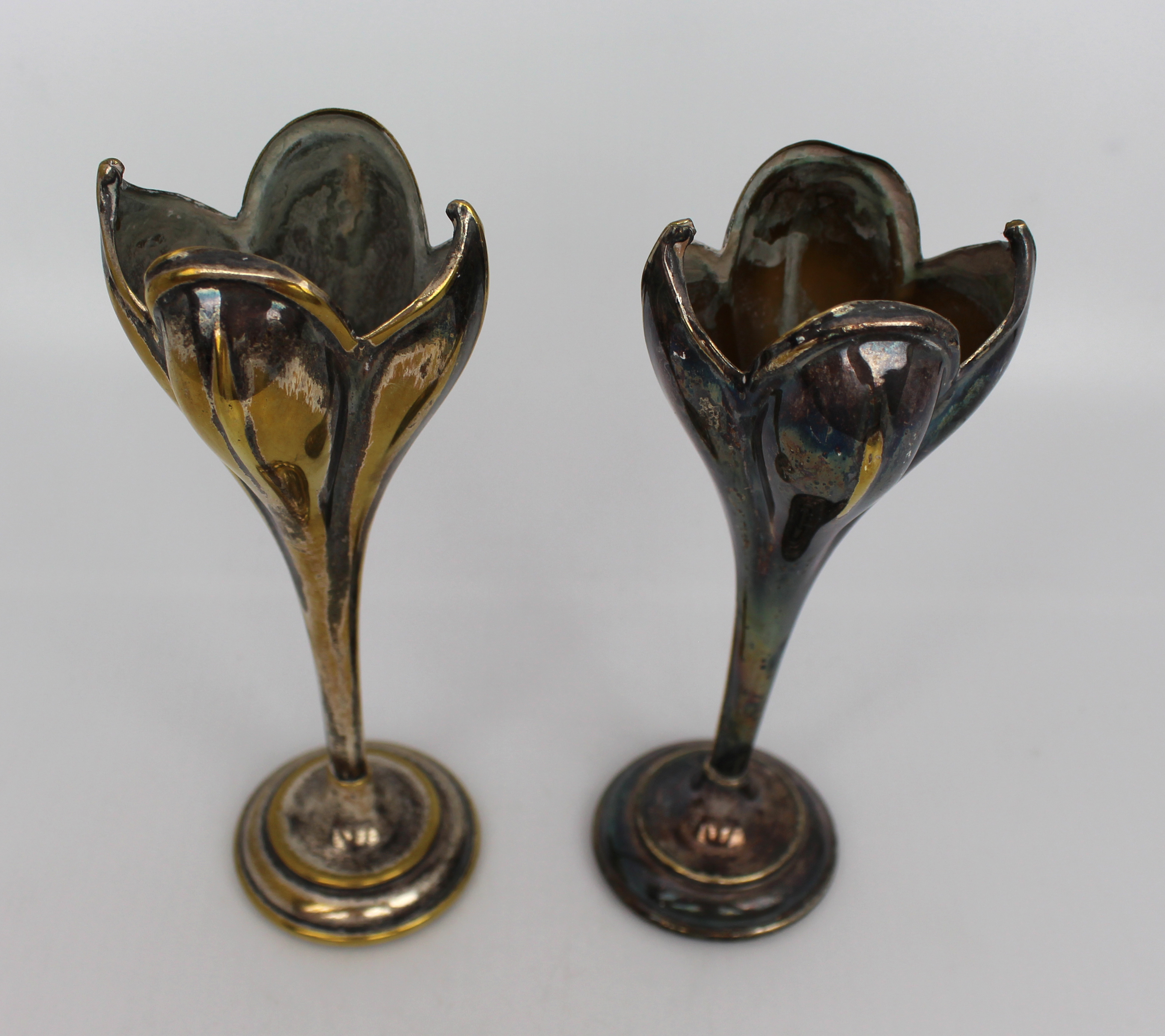 Pair of Silver Plated Art Nouveau Lilly Vases - Image 2 of 3