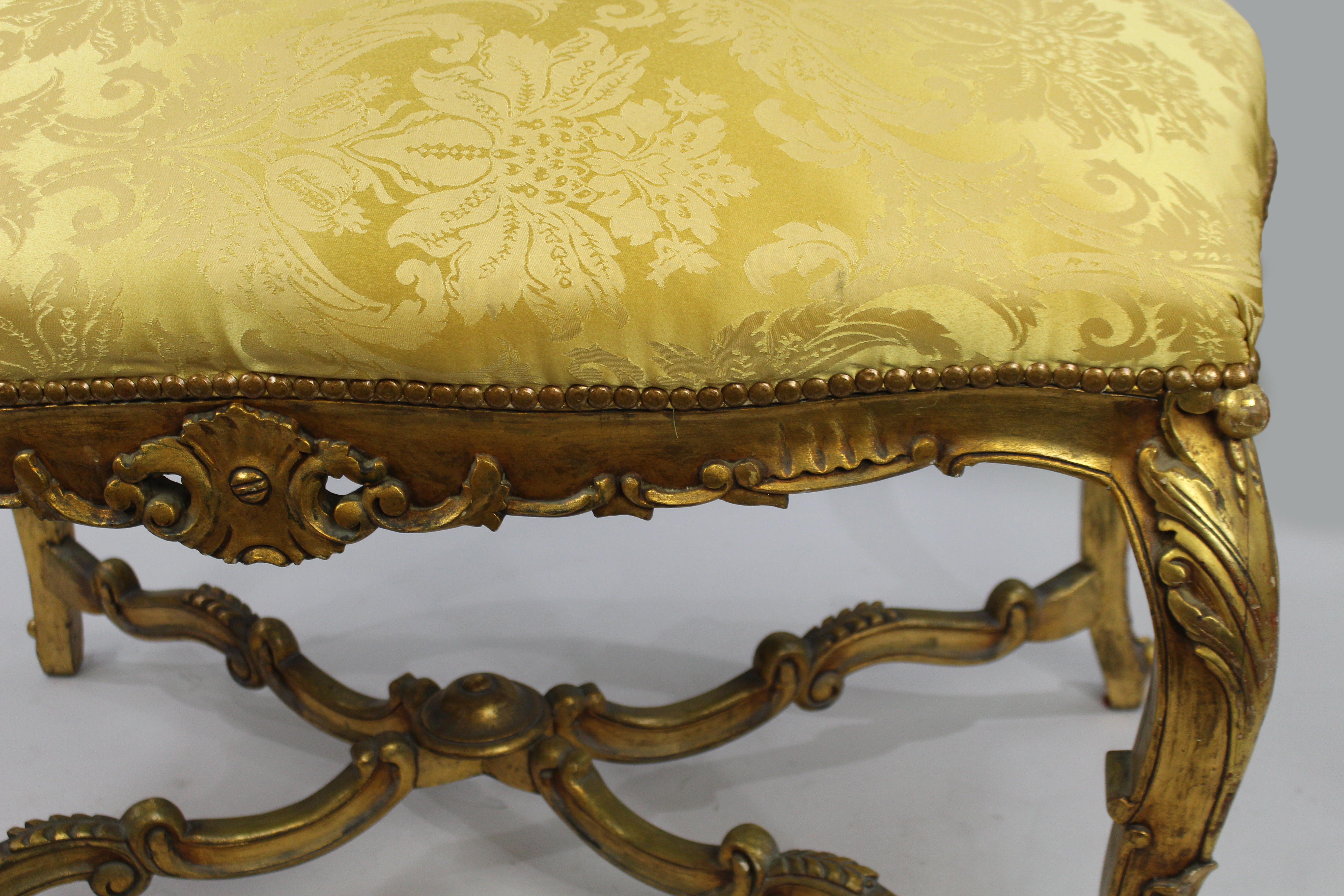 Louis XV Style Giltwood Upholstered Window Seat - Image 6 of 8