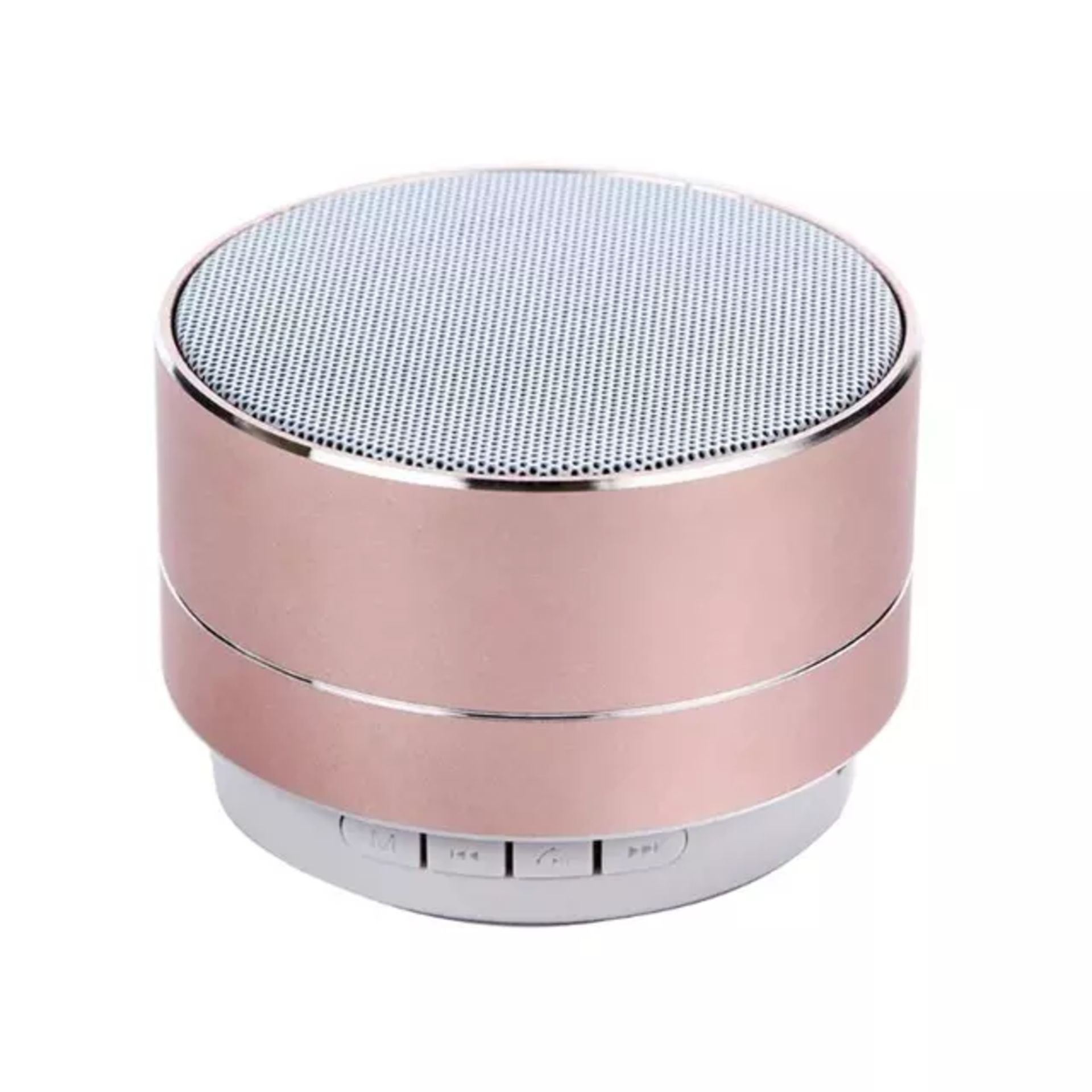 Mini Portable Metal Round Bluetooth Wireless Super Bass Speaker - Rose Gold