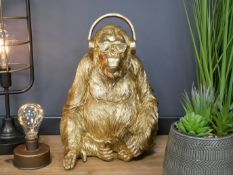 Large Golden Gorilla With Headset