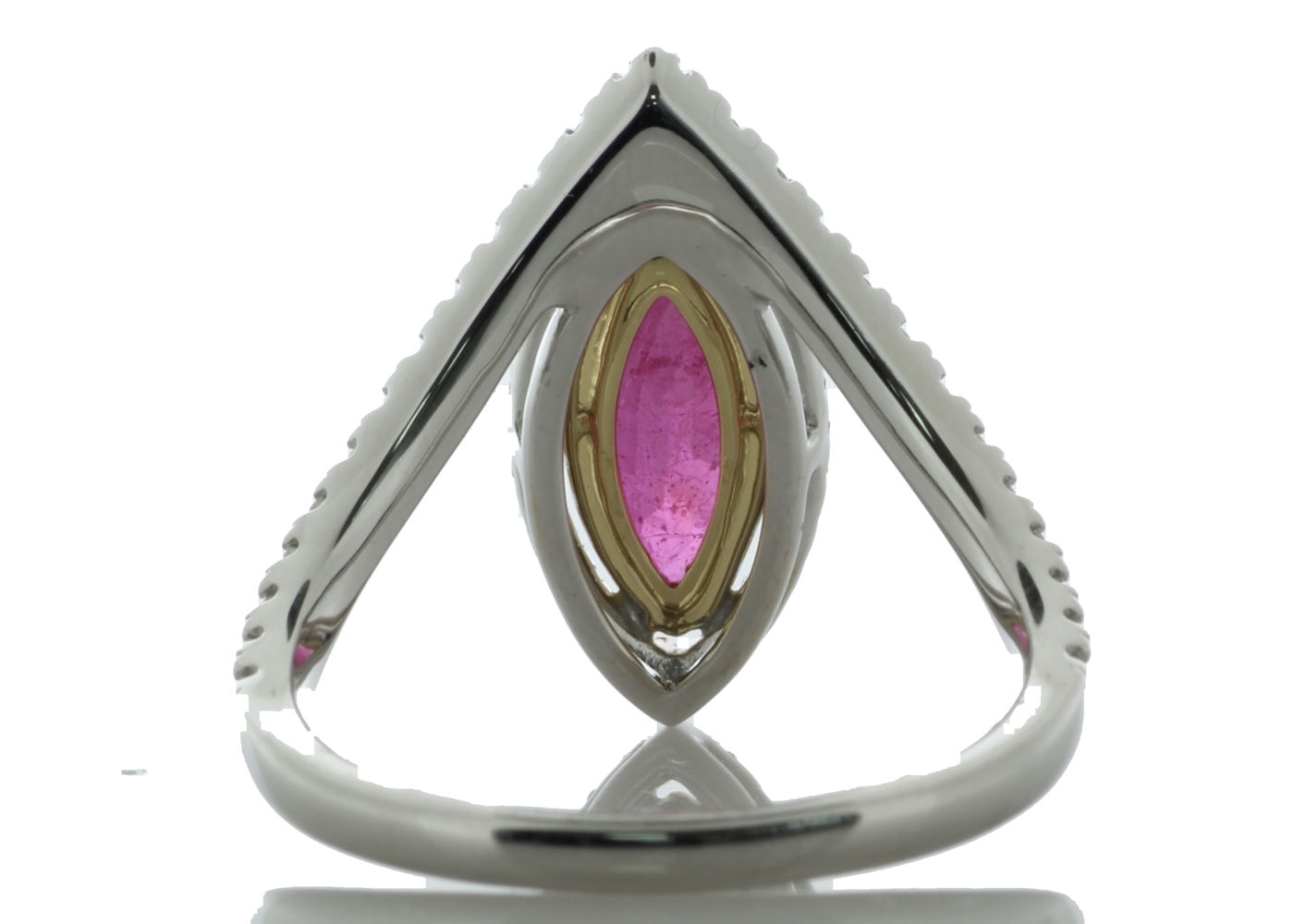 18ct White Gold Marquise Cut Ruby And Diamond Ring (R2.11) 0.47 Carats - Image 5 of 6