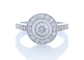 18ct White Gold Single Stone With Halo Setting Ring (0.50) 1.00 Carats
