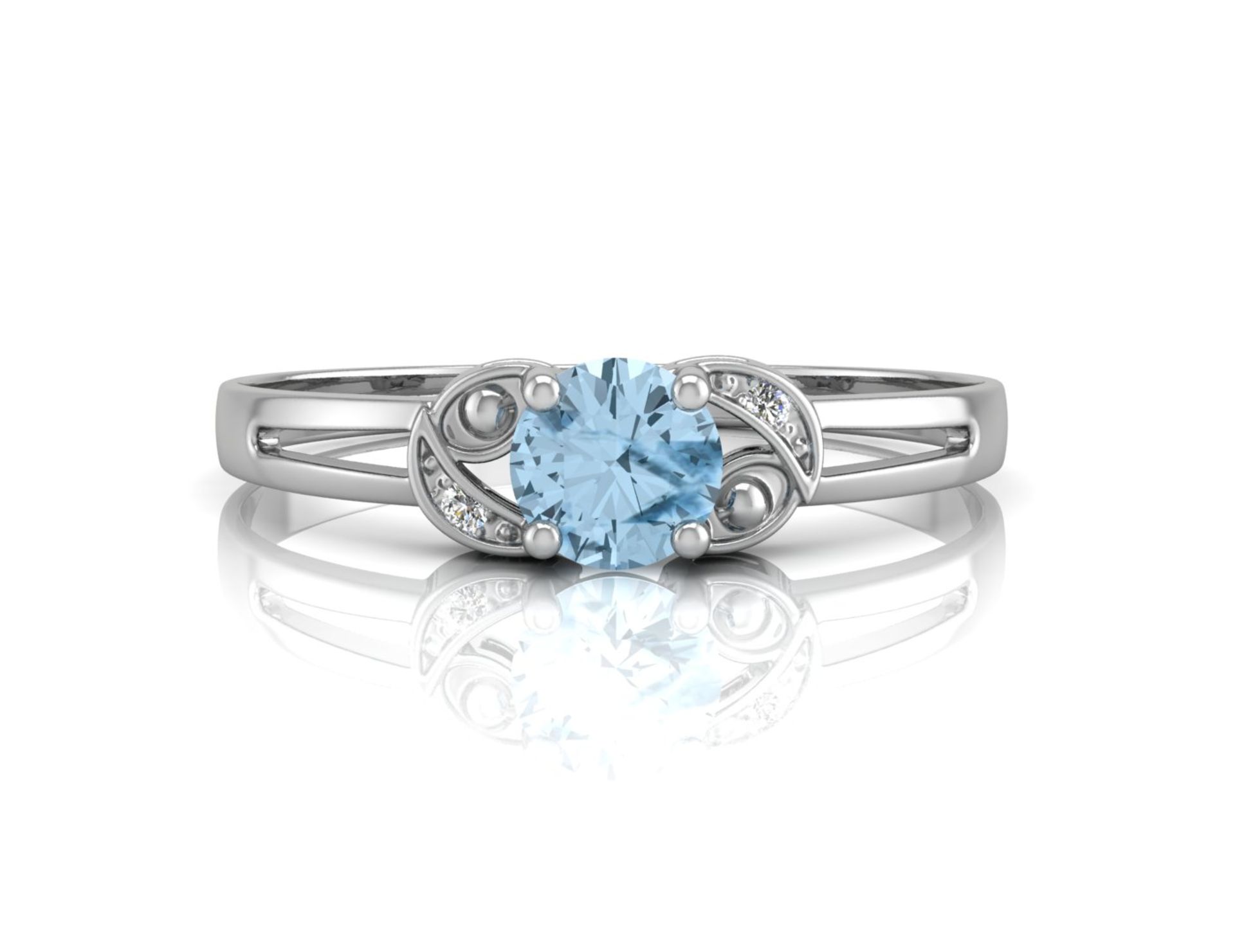 9ct White Gold Fancy Cluster Diamond And Blue Topaz Ring (BT0.35) 0.01 Carats - Image 4 of 5