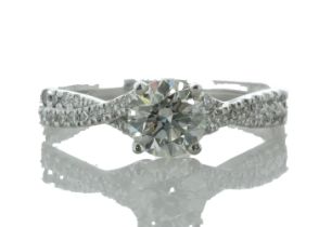 18ct White Gold Single Stone Claw Set With Stone Set Shoulders Diamond Ring (0.71) 0.87 Carats