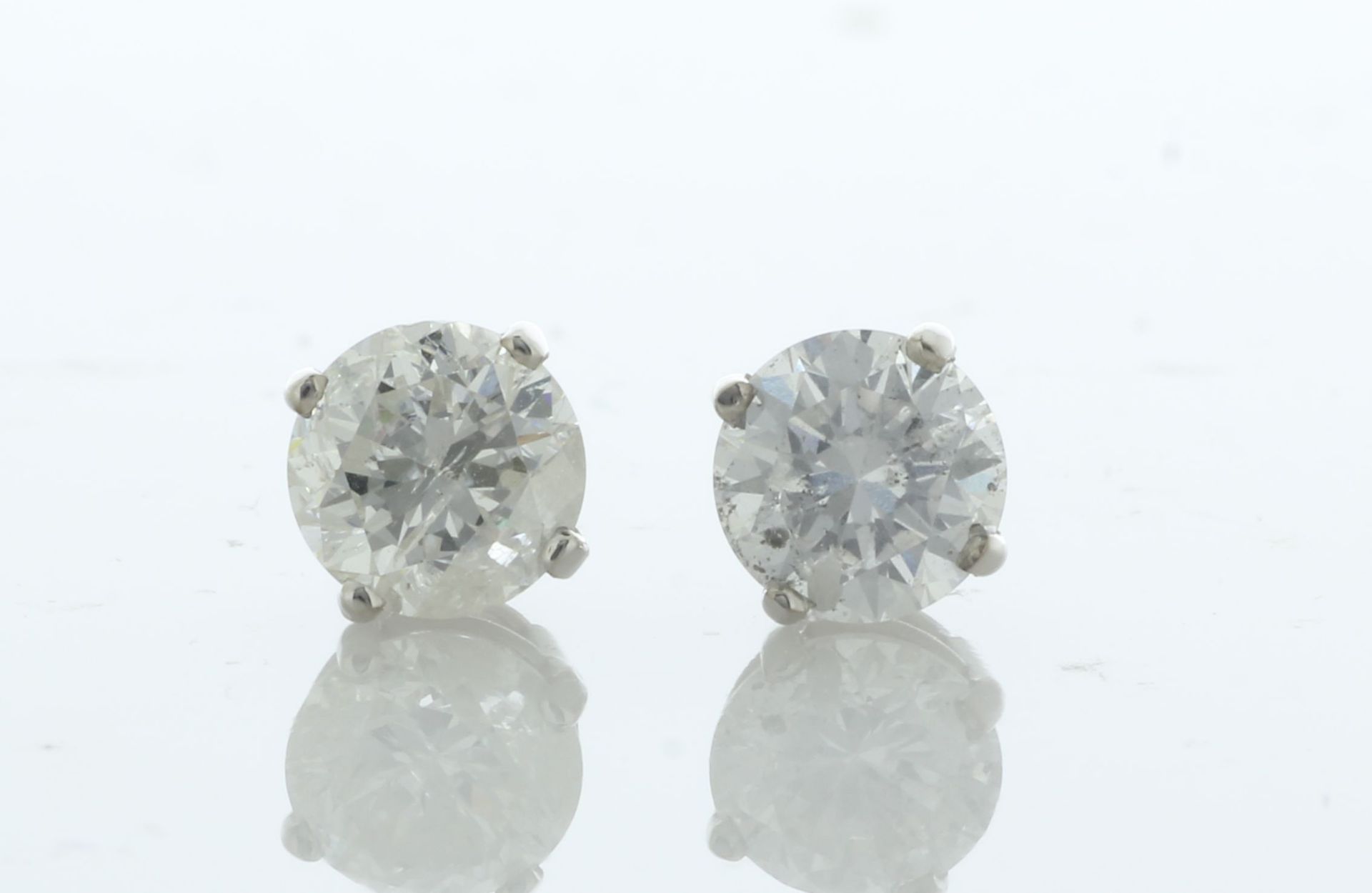 18ct White Gold Single Stone Gallery Set Diamond Earring 1.60 Carats