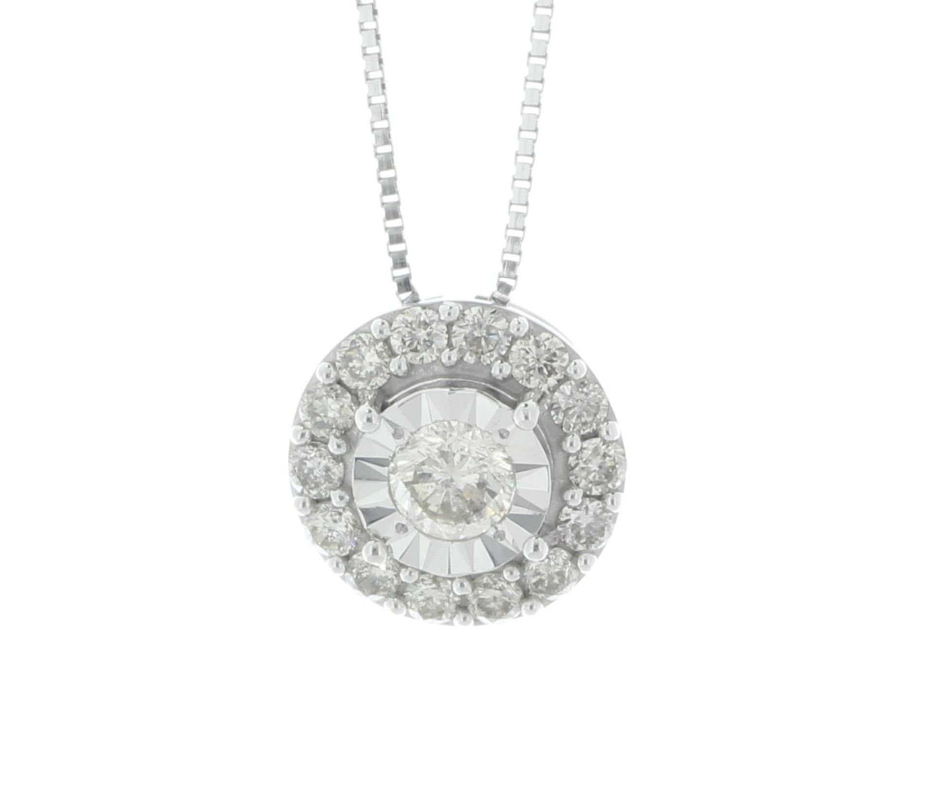 9ct White Gold Round Cluster Diamond Pendant 0.30 Carats