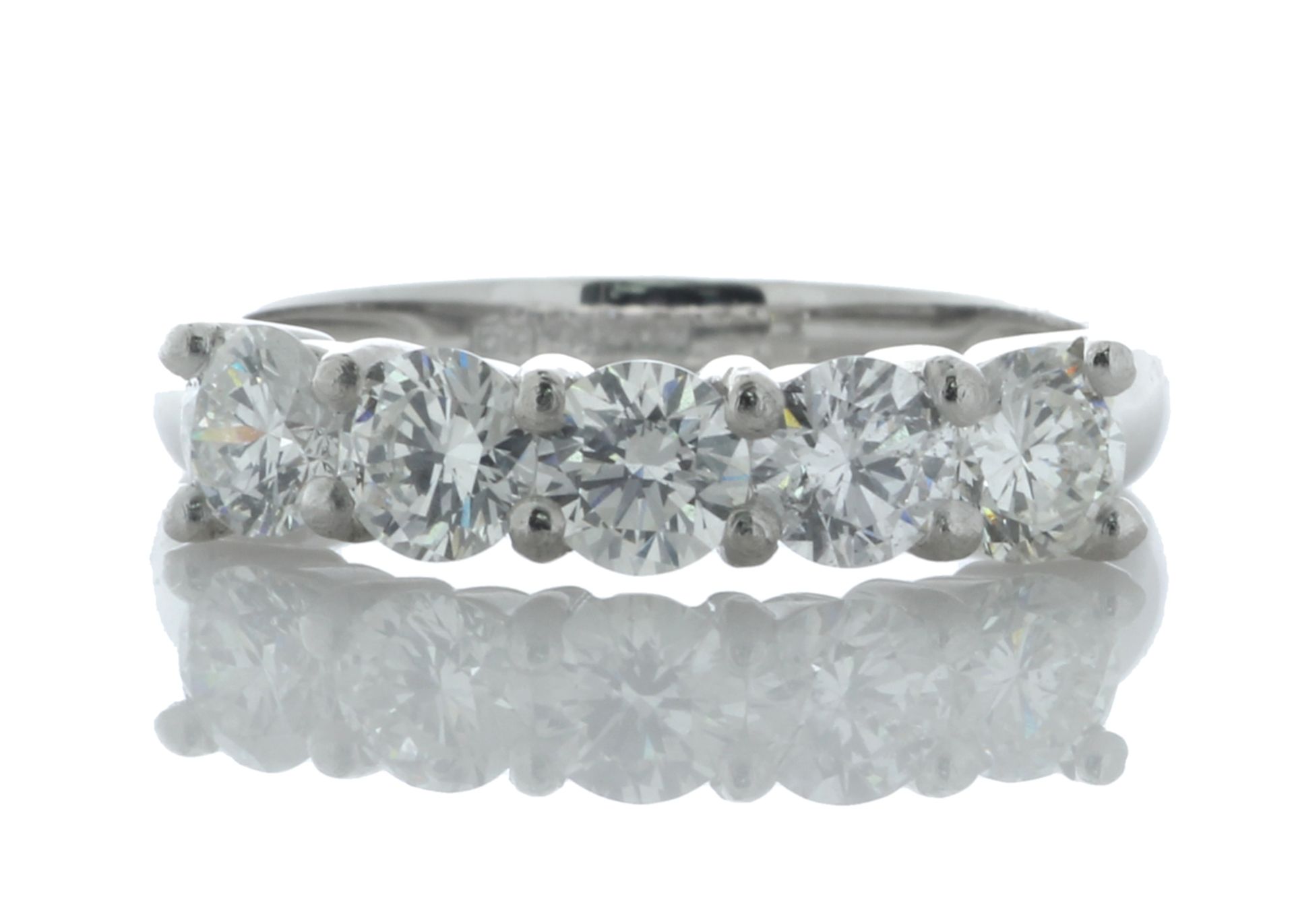 Platinum Claw Set five stone Diamond Ring 1.25 Carats