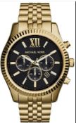 Men's Michael Kors Lexington Gold Bracelet Chronograph Watch Mk8286