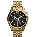 Men's Michael Kors Lexington Gold Bracelet Chronograph Watch Mk8286