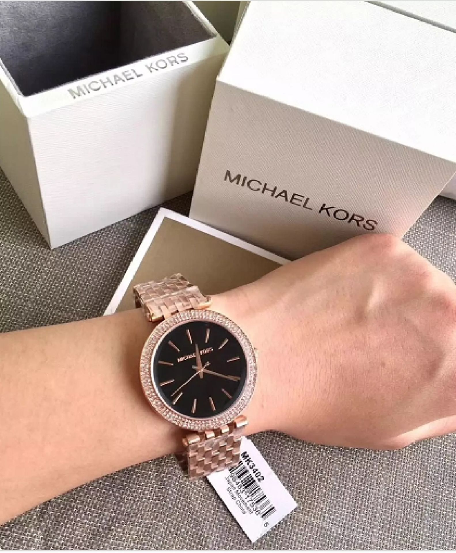 Michael Kors MK3402 Darci Black & Rose Gold Tone Stainless Steel Ladies Watch - Image 4 of 7