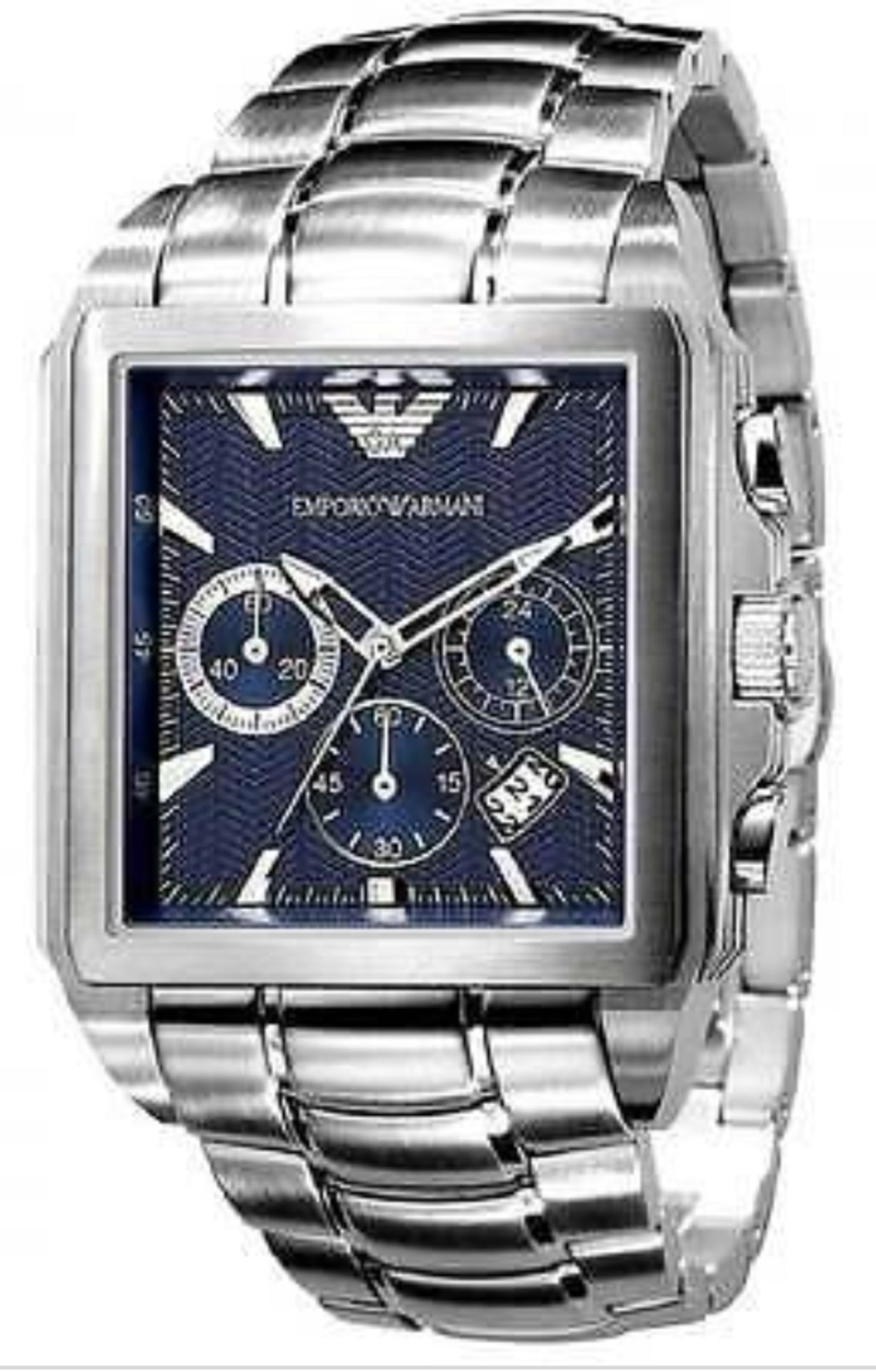 Emporio Armani AR0660 Men's Square Dial Silver Stainless Steel Bracelet Chronograph Watch - Image 3 of 5