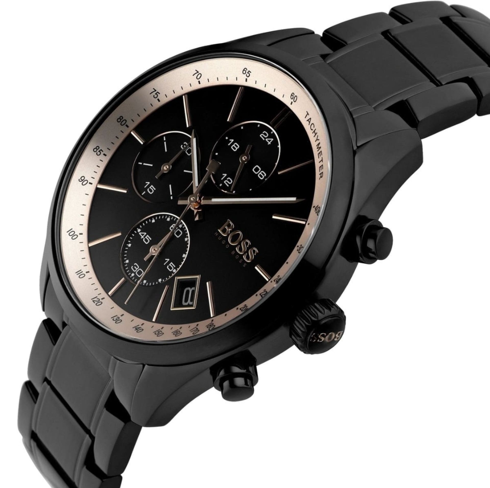 Hugo Boss 1513578 Men's Grand Prix Black Stainless Steel Bracelet Chronograph Watch - Image 4 of 7