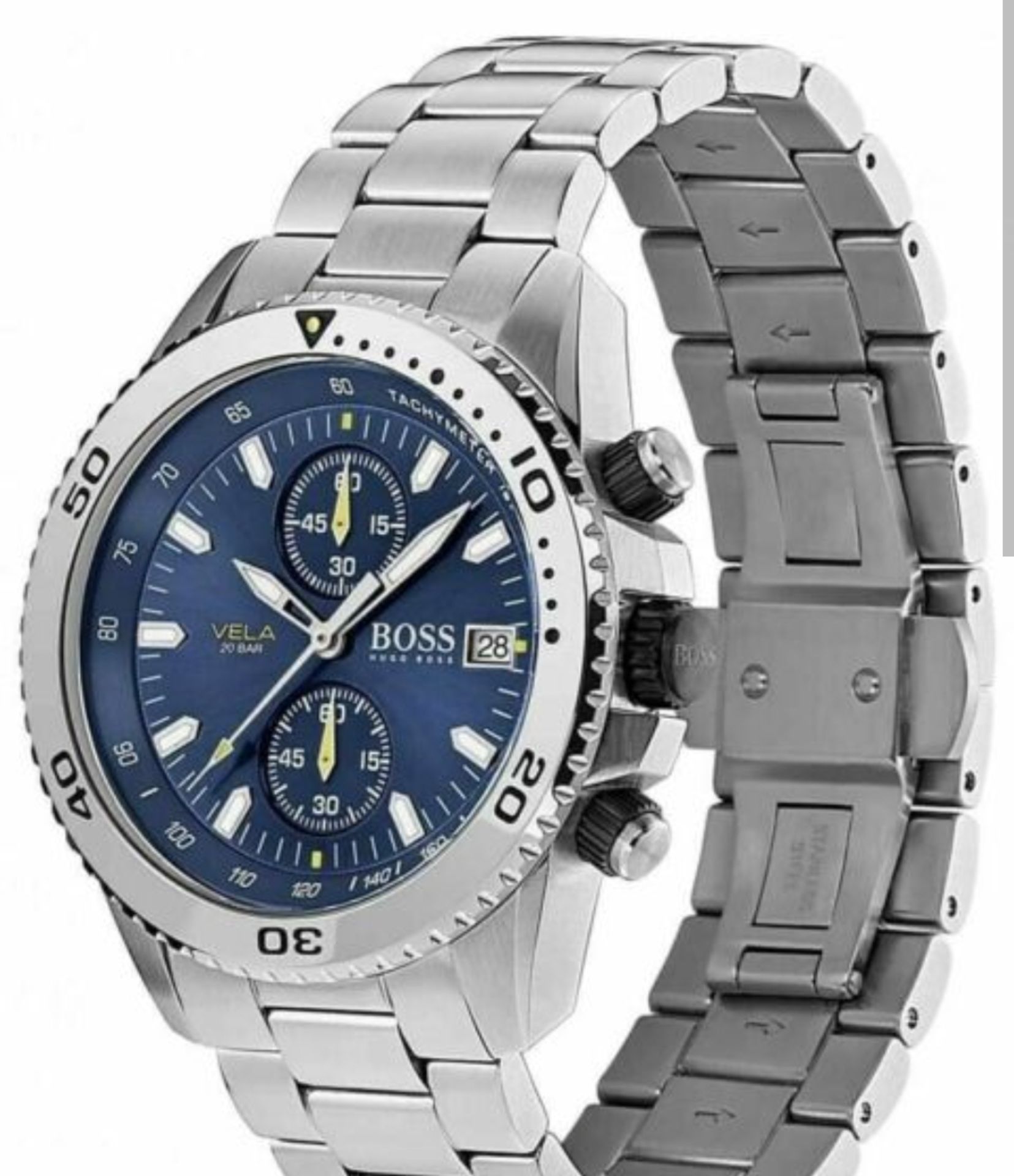 Hugo Boss 1513775 Men's Vela Silver Stainless Steel Bracelet Quartz Chronograph Watch - Image 2 of 10