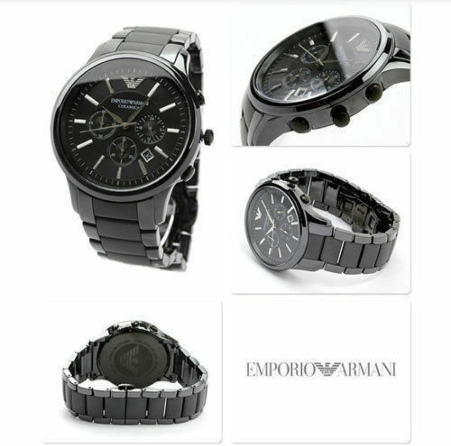 Emporio Armani AR1451 Men's Ceramica Black Ceramic Bracelet Quartz Chronograph Watch - Image 5 of 6