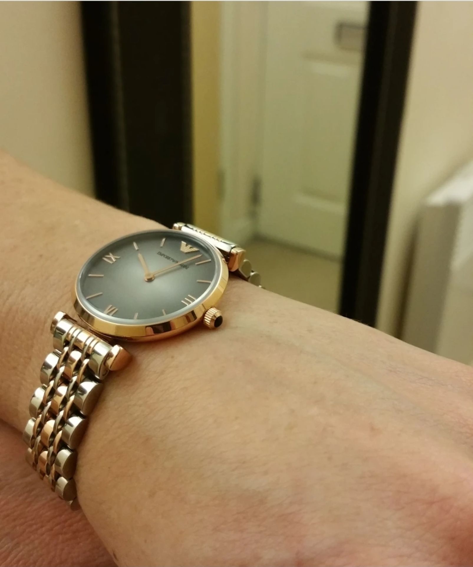 Emporio Armani AR1725 Ladies Gianni T-Bar Two Tone Bracelet Quartz Watch - Image 5 of 7