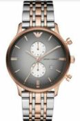 Emporio Armani AR1721 Men's Gianni Two Tone Rose Gold & Silver Chronograph Watch