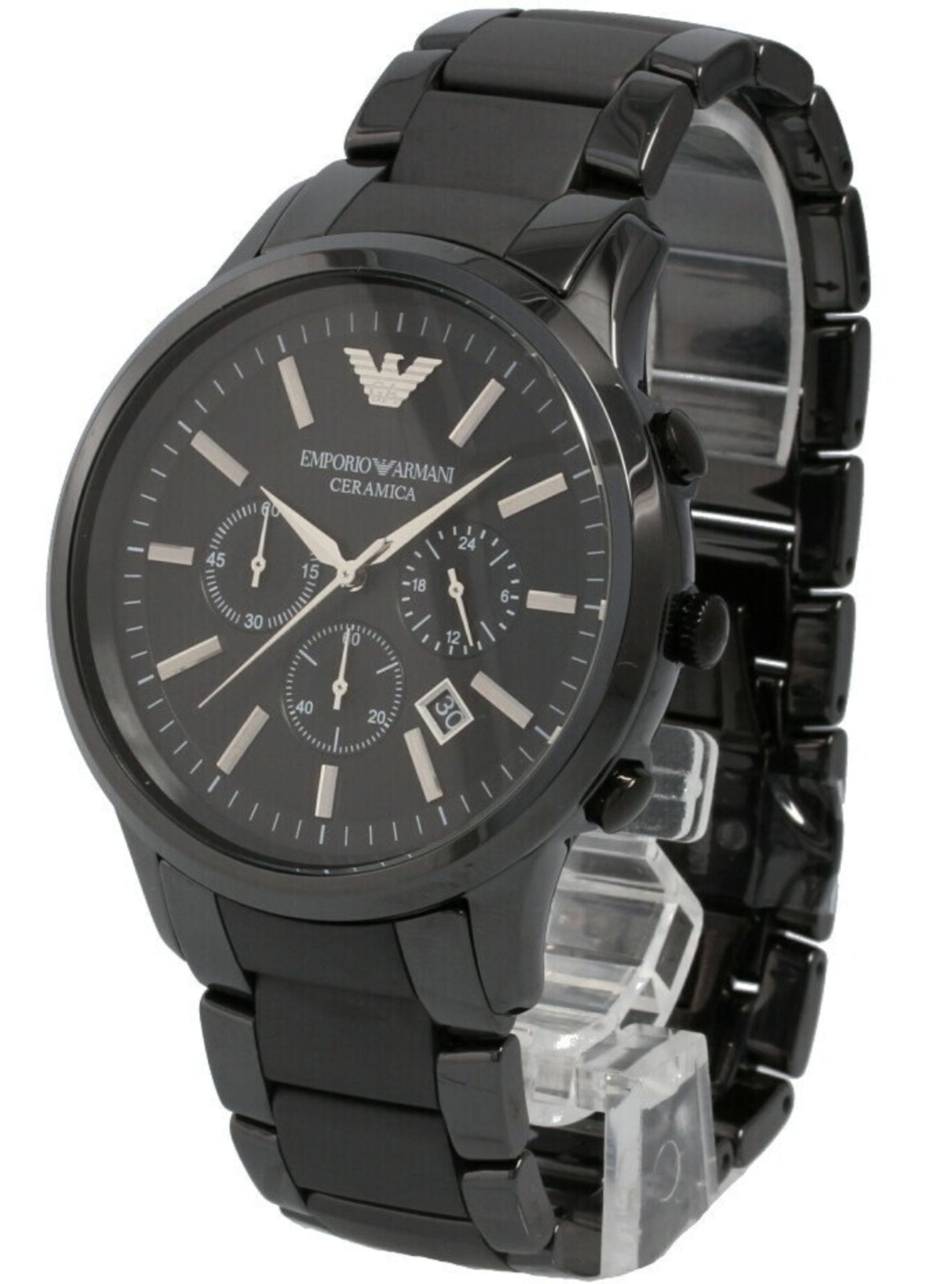 Emporio Armani AR1451 Men's Ceramica Black Ceramic Bracelet Quartz Chronograph Watch - Image 4 of 6