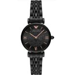 Emporio Armani AR11245 Ladies Black Dial Black Bracelet Quartz Chronograph Watch