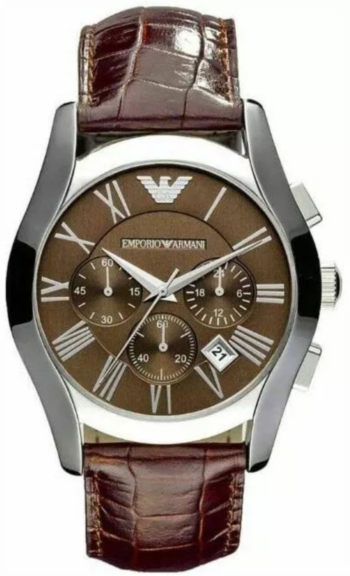 Emporio Armani AR0671 Men's Brown Leather Strap Quartz Chronograph Watch - Image 2 of 10