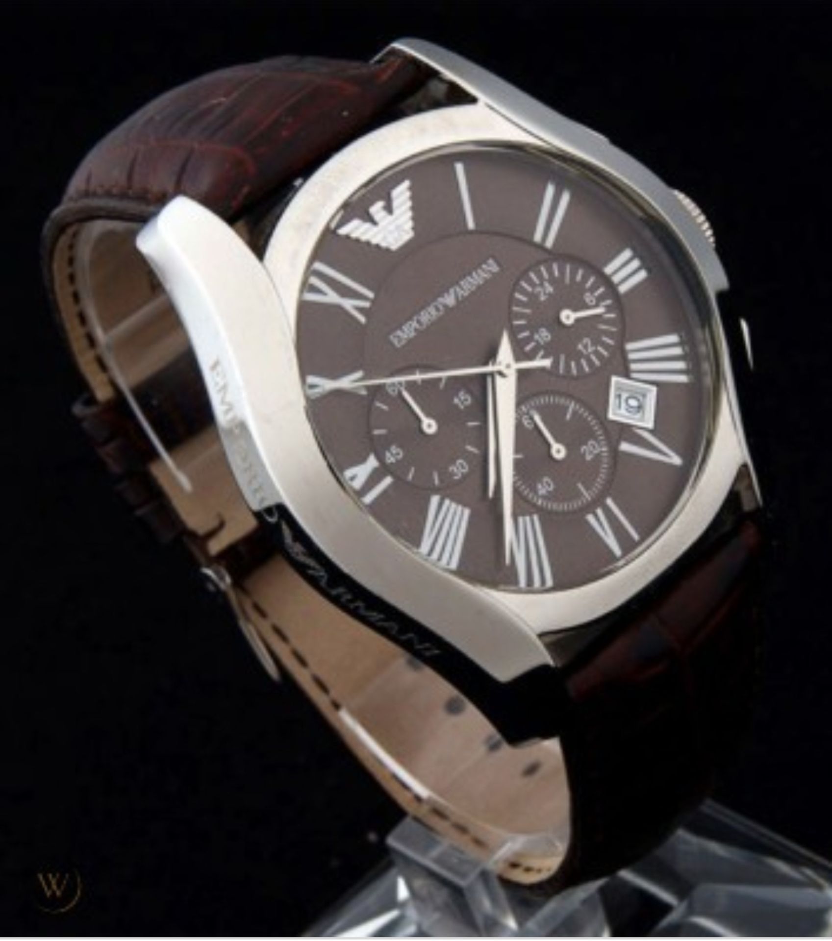Emporio Armani AR0671 Men's Brown Leather Strap Quartz Chronograph Watch - Image 8 of 10