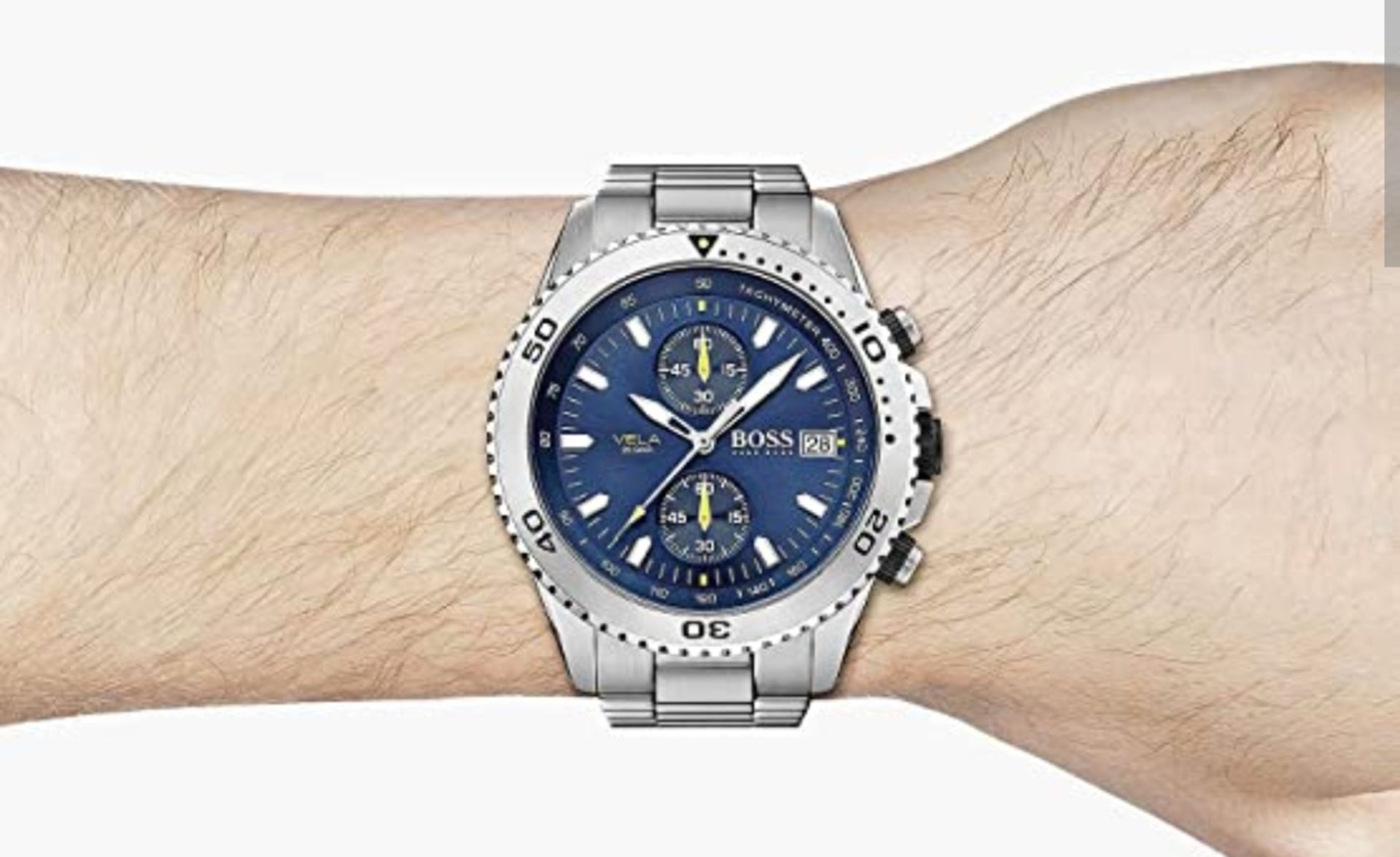 Hugo Boss 1513775 Men's Vela Silver Stainless Steel Bracelet Quartz Chronograph Watch - Image 4 of 10