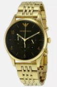 Emporio Armani AR1893 Men's Black Dial Gold Tone Bracelet Quartz Chronograph Watch