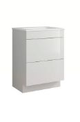Brand New Boxed House Beautiful Gloss White 600mm Floorstanding Vanity with Basin RRP £450 *No VA...