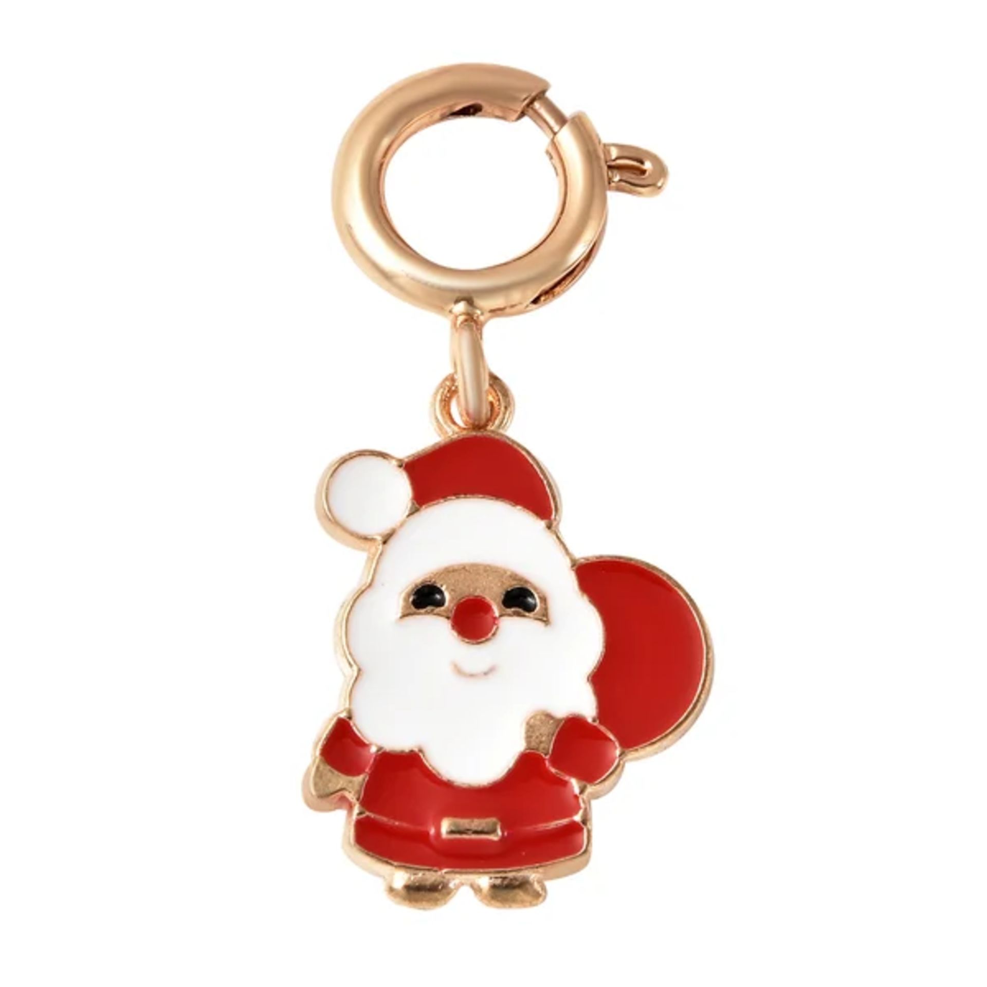 NEW!! Christmas Santa Claus Enamelled Charm in Yellow Gold Tone - Image 2 of 4