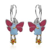 NEW!! Lever Back Enamelled Fairy Theme Earrings in Silver Tone