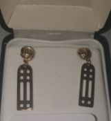 9ct Gold Charles Rennie Mackintosh Designer Earrings