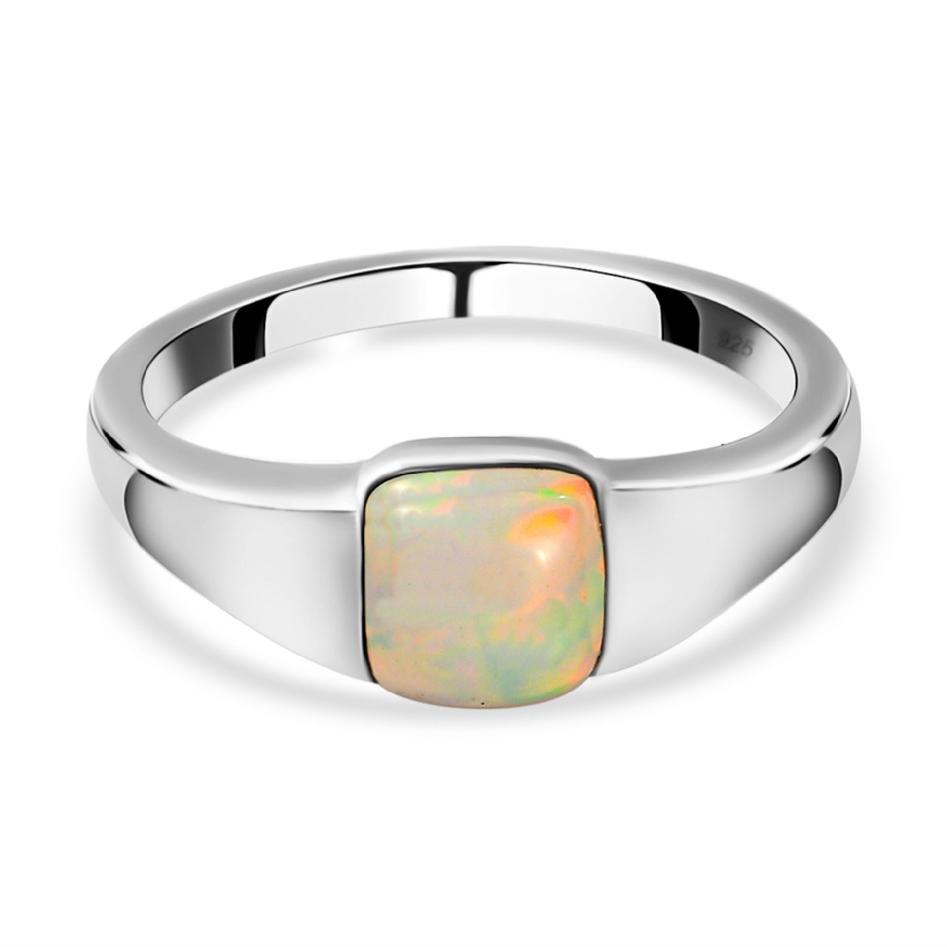 NEW!! Ethiopian Welo Opal Solitaire Ring in Platinum Overlay Sterling Silver - Image 2 of 4