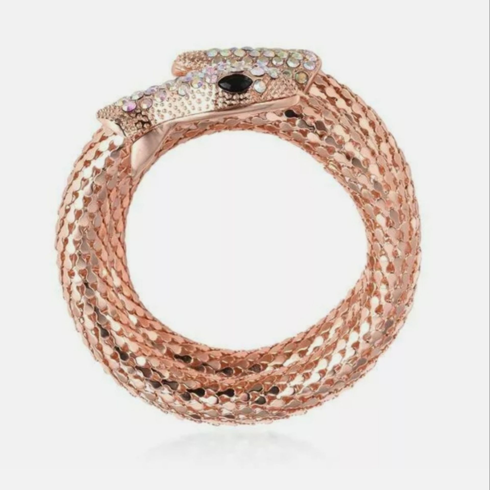 NEW! Rose Gold Tone Mystic White Crystal & Simulated Black Spinel Snake Bracelet - Image 4 of 4