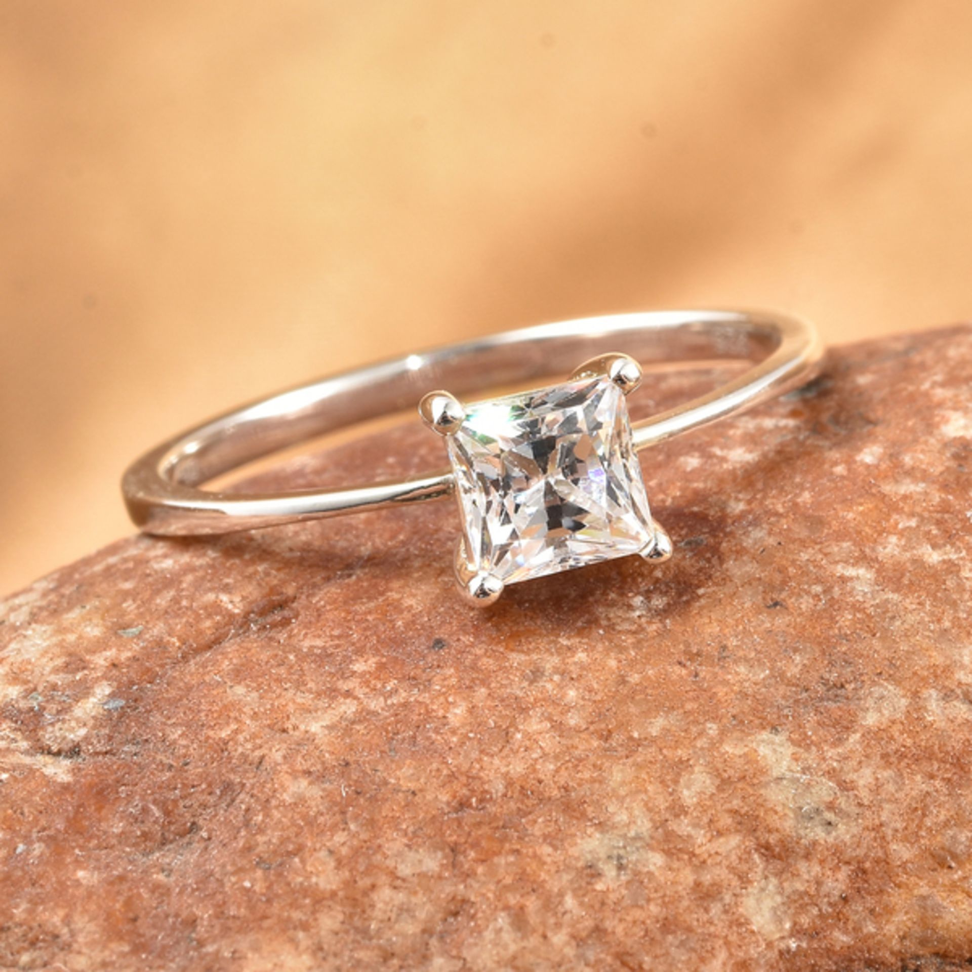 NEW!! J Francis Sterling Silver Solitaire Ring Made with SWAROVSKI ZIRCONIA