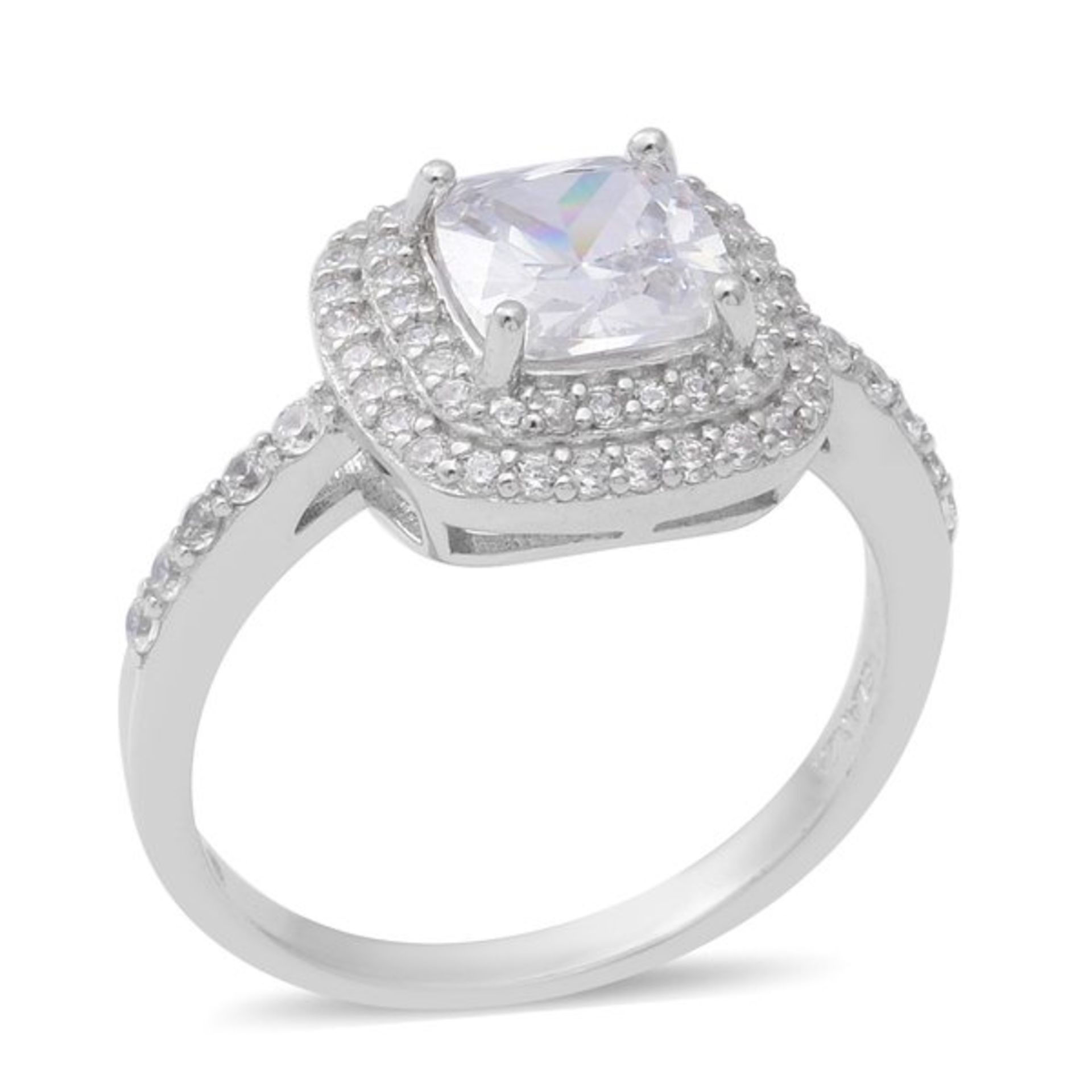 NEW!! ELANZA AAA Simulated Diamond Ring in Rhodium Overlay Sterling Silver