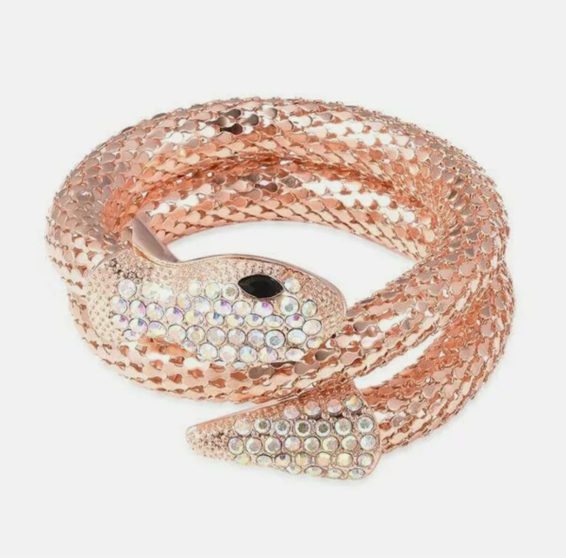 NEW! Rose Gold Tone Mystic White Crystal & Simulated Black Spinel Snake Bracelet - Image 2 of 4