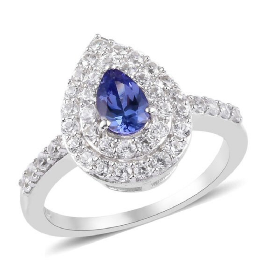 NEW!! AAA Tanzanite and Natural Cambodian Zircon Ring - Image 2 of 4