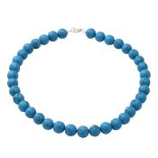 NEW!! Blue Howlite Beads Necklace, Earrings & Butterfly Ring Sterling Silver