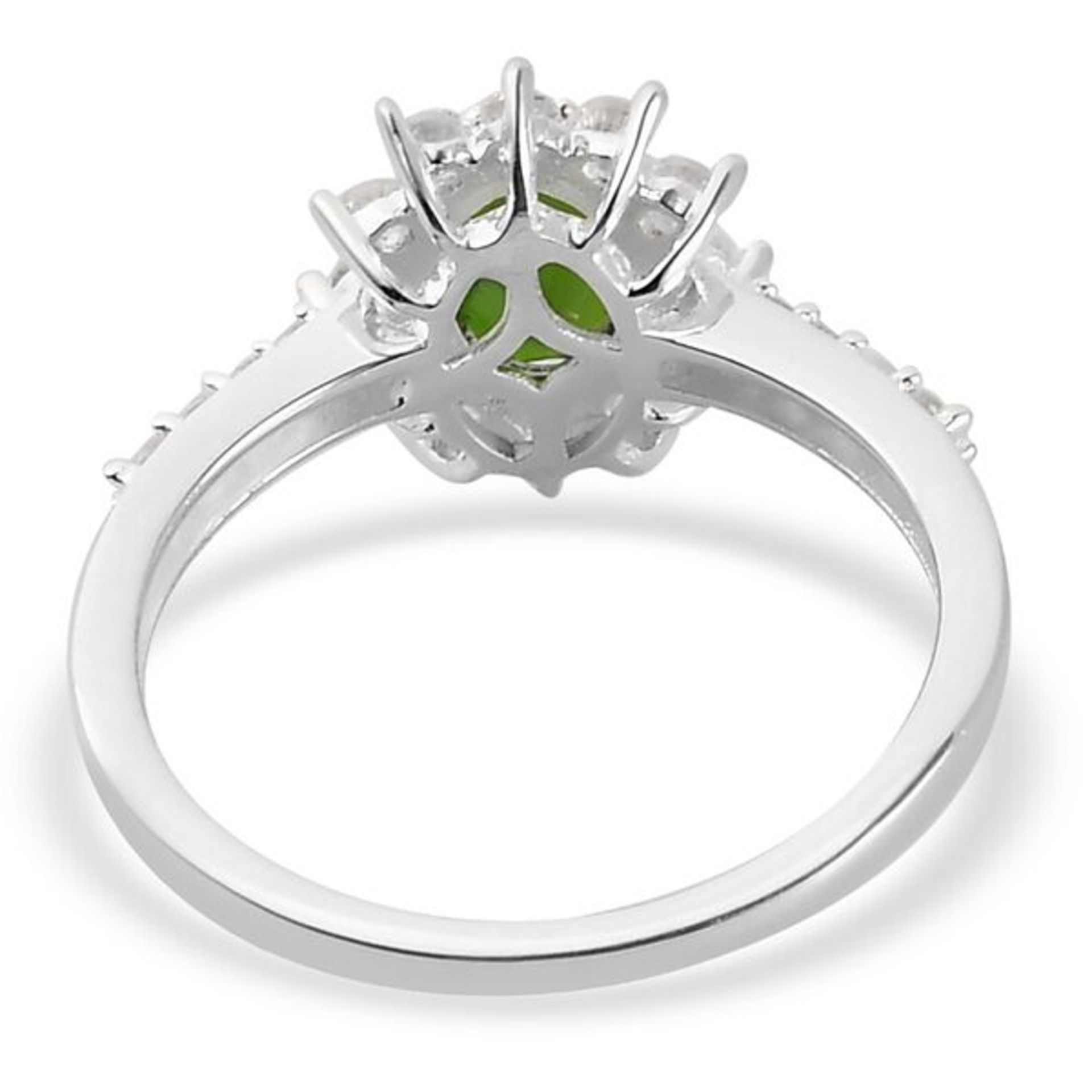 NEW!! Sterling Silver Diopside and Natural Cambodian Zircon Ring & Earrings - Image 5 of 6