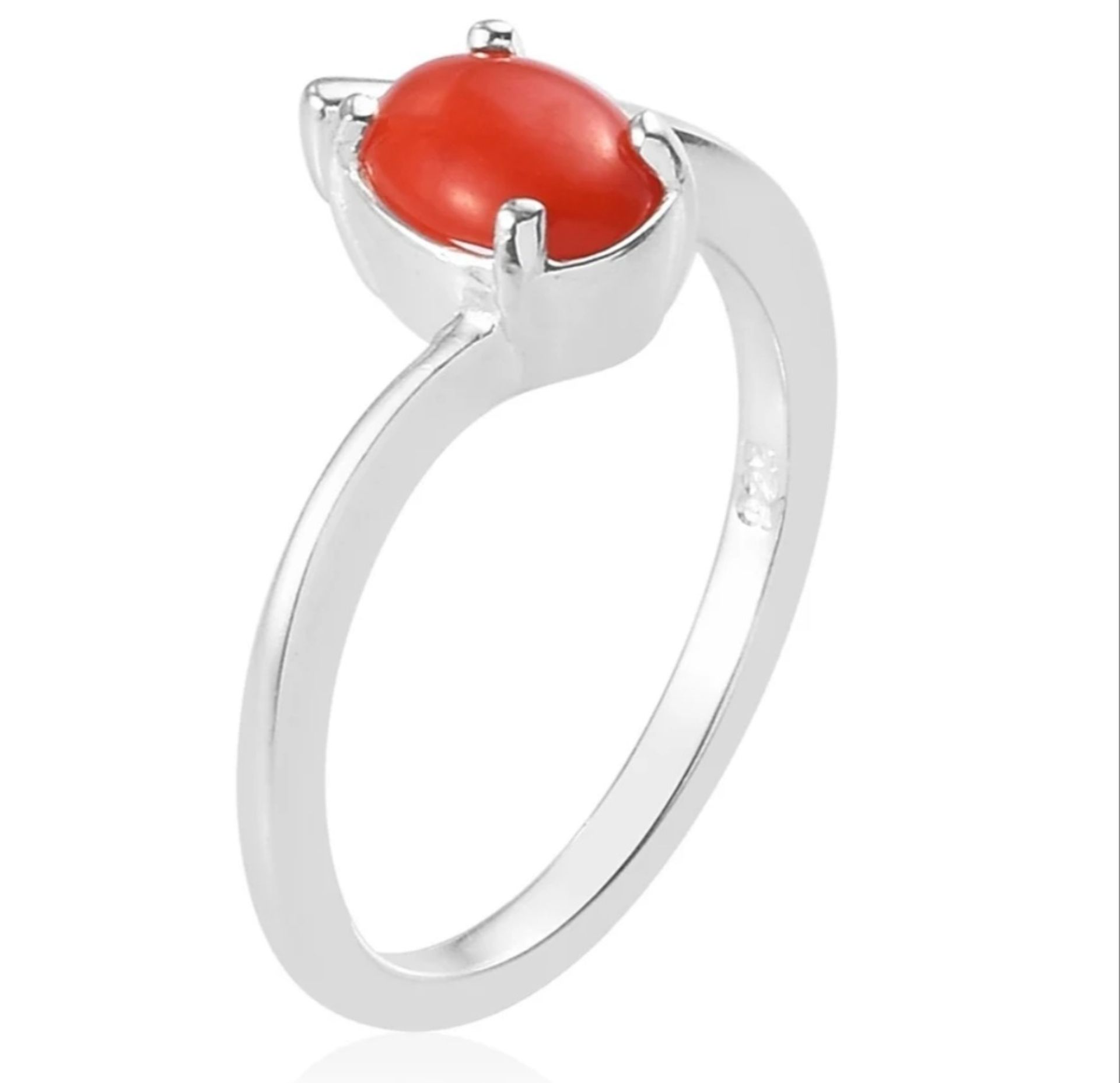 NEW!! Natural Coral Ring & Earrings in Sterling Silver - Image 2 of 6