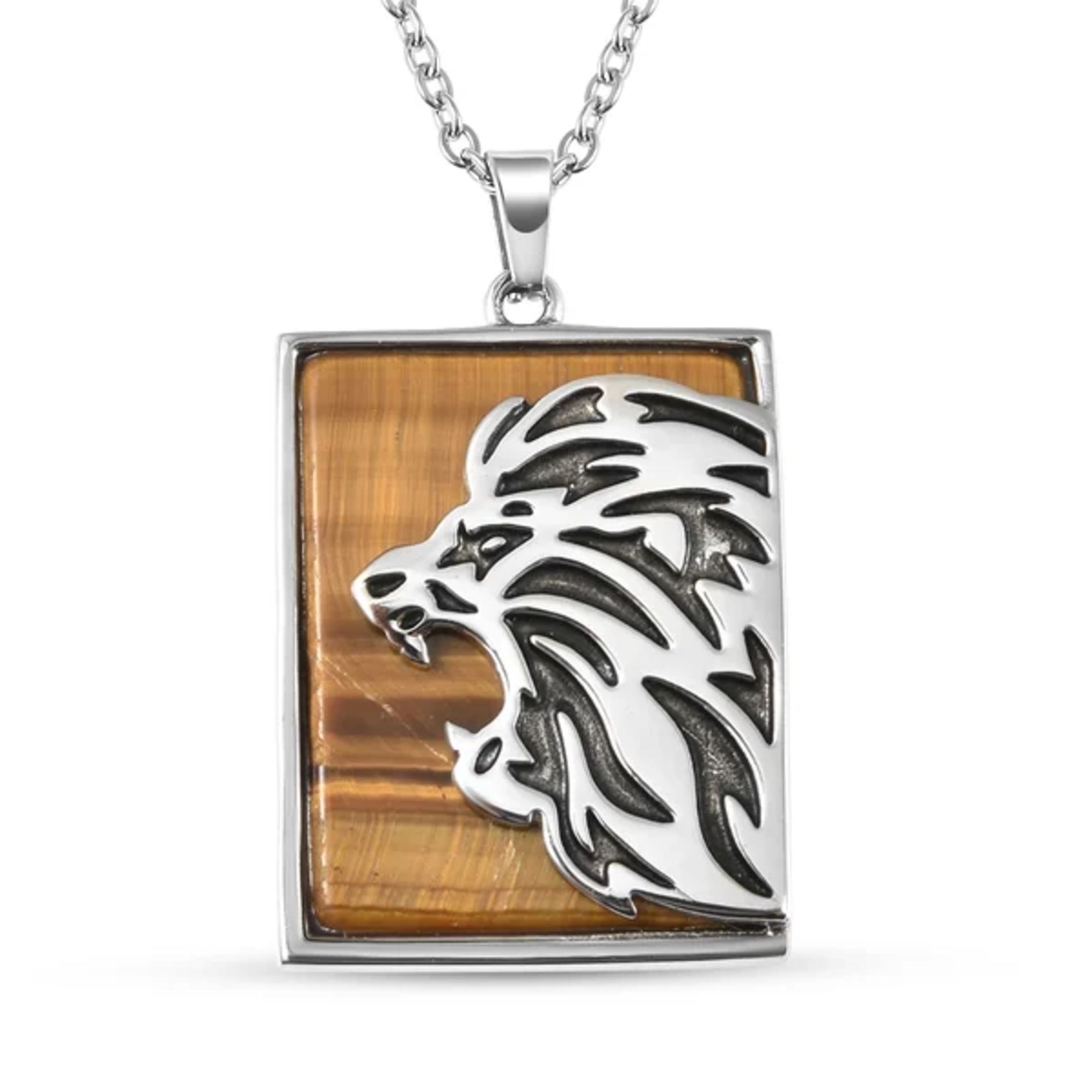 New!! Yellow Tigers Eye Lion Ring & Yellow Tigers Eye Lion Pendant with Chain - Image 6 of 8